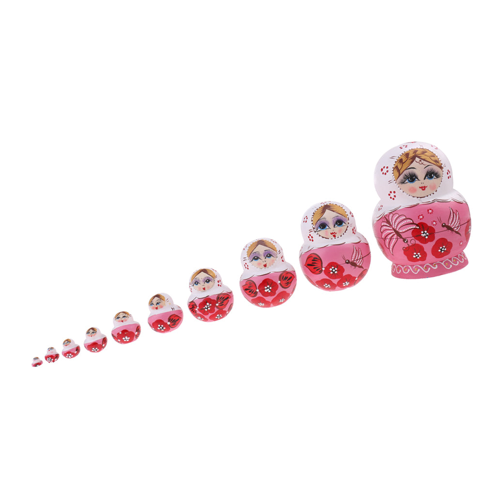10 Pieces Butterfly Printed Babushka Russian Nesting Dolls Matryoshka Toy #2