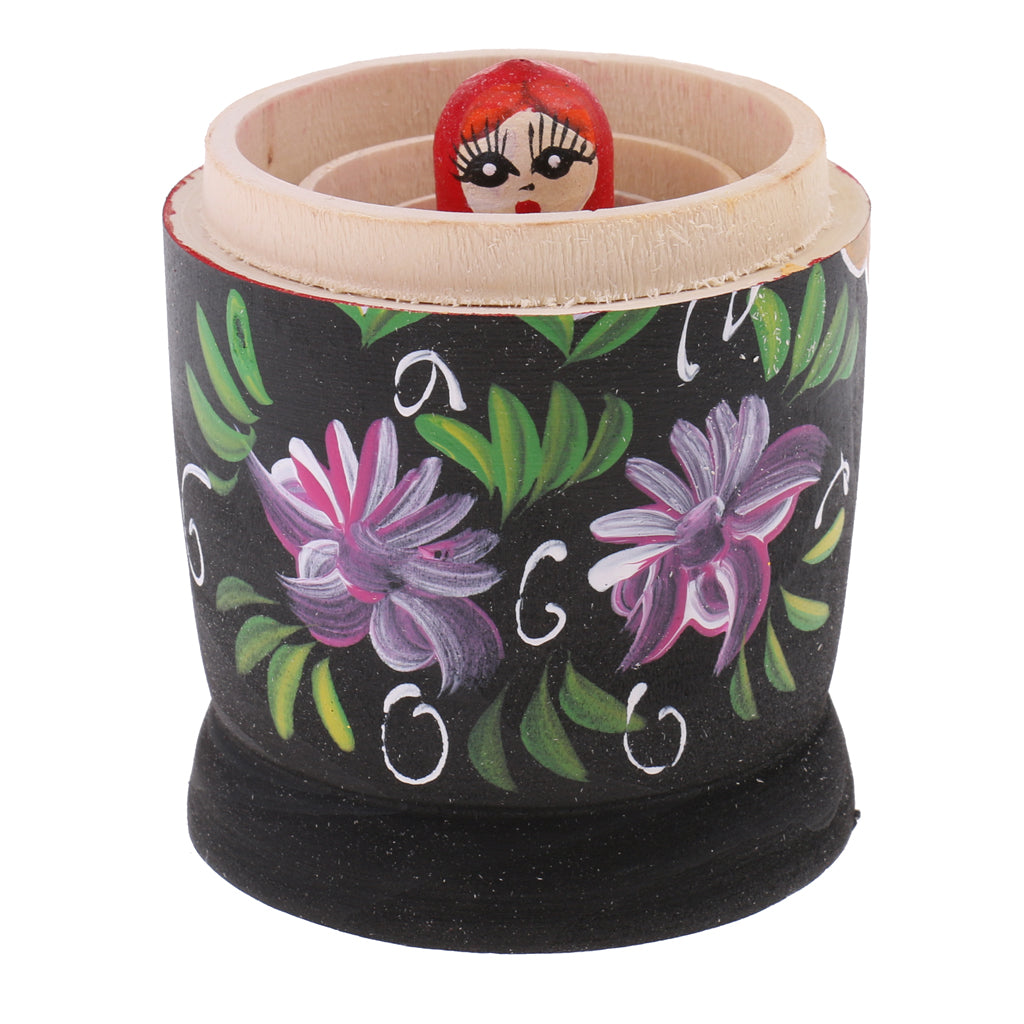 5 Pieces Woman Printed Babushka Russian Nesting Dolls Matryoshka Toys #1