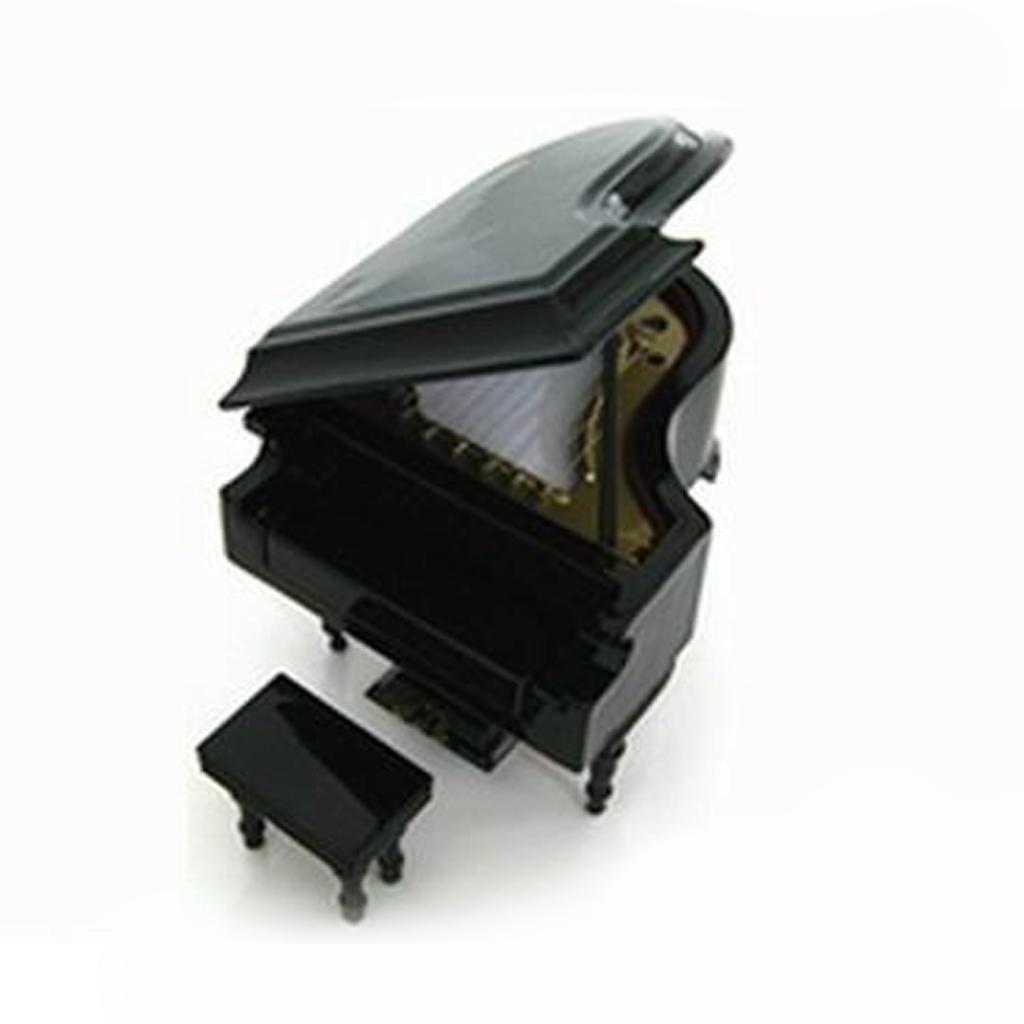 1/12 Dollhouse Miniature Musical Instrument Wooden Piano Model Box Set