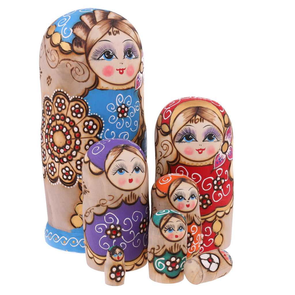 7 Pieces Hand Painted Russian Nesting Doll Babushka Matryoshka Doll Garland