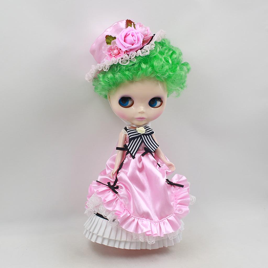 Victorian Style Clothes Suit Lace Dress Hat for 12 Blythe Dolls Accessories"