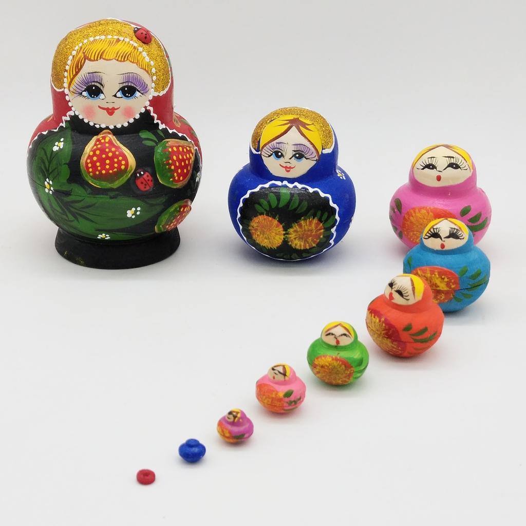 10 Pieces Strawberry Patterns Babushka Russian Nesting Dolls Matryoshka Toy