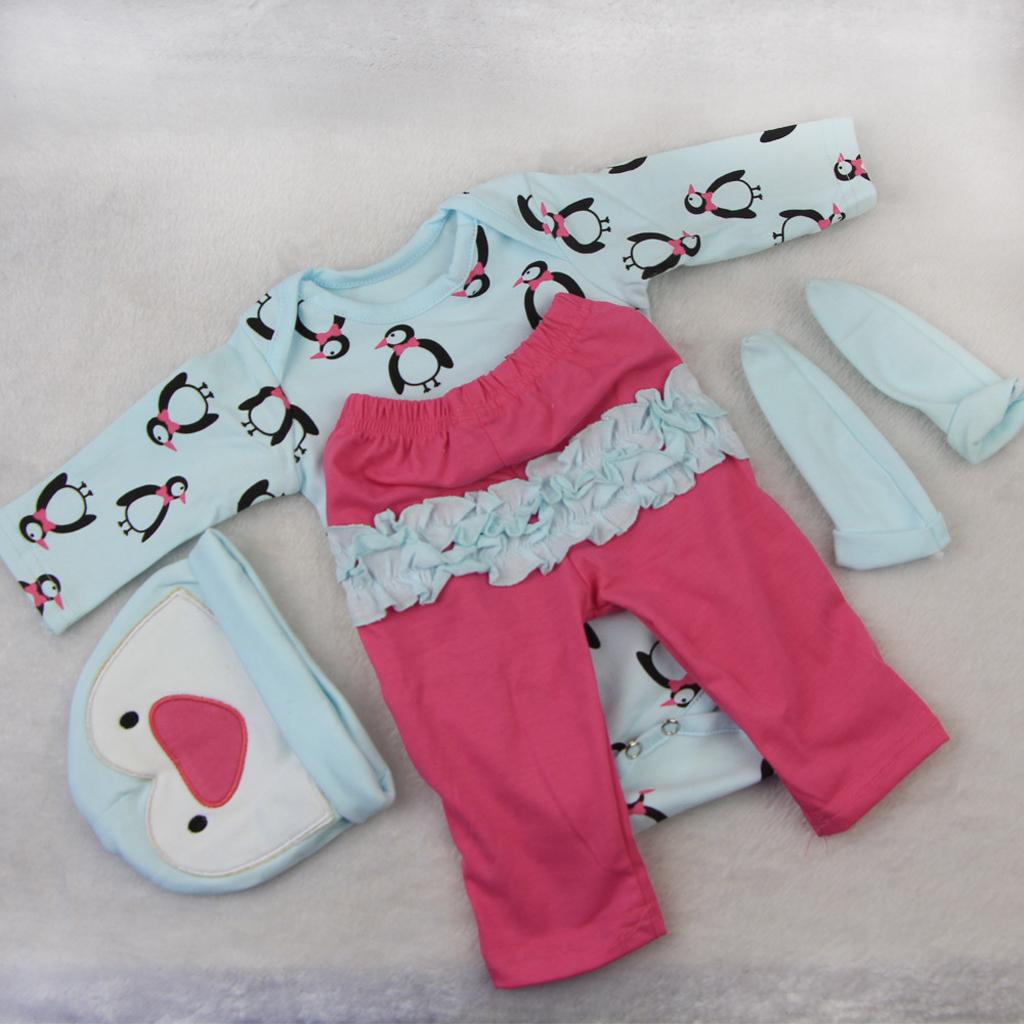 Penguins Romper Pants Hat Socks Set for 22''-23'' Reborn Baby Girl Doll