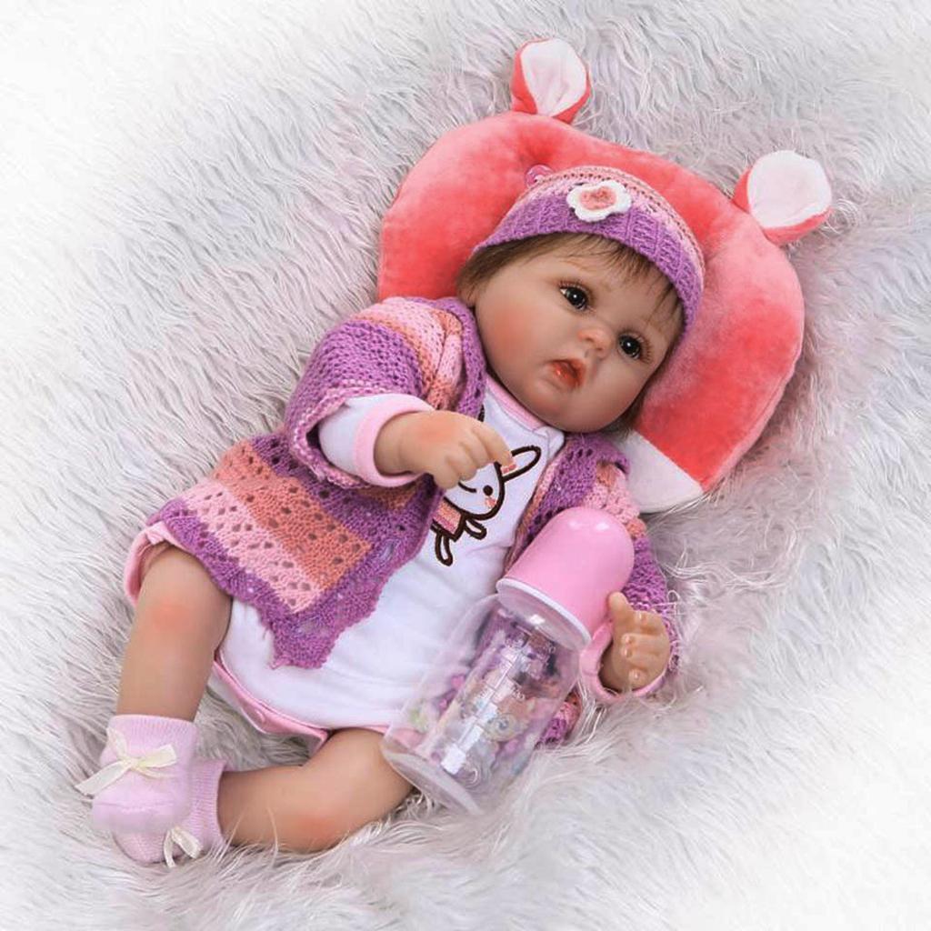 Purple Coat Romper Hat Socks Set for 17''-18'' Reborn Baby Girl Doll