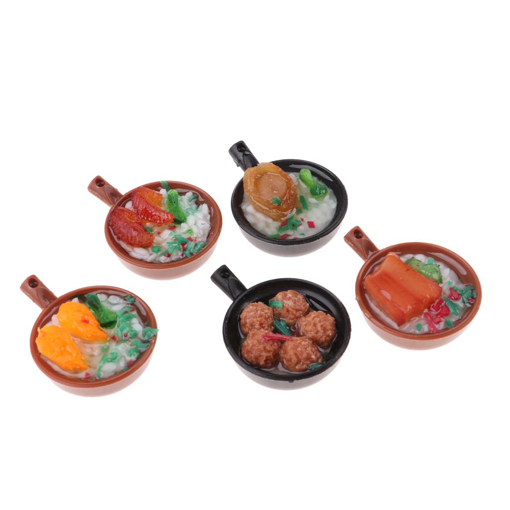 5 Pieces 1/12 Miniature Casserole Foods Dollhouse Kitchen Accessories Items