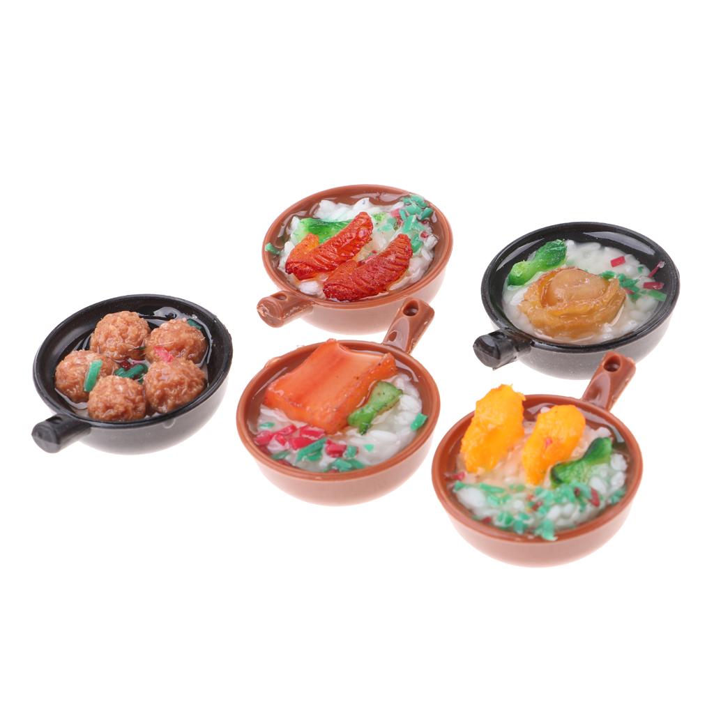 5 Pieces 1/12 Miniature Casserole Foods Dollhouse Kitchen Accessories Items
