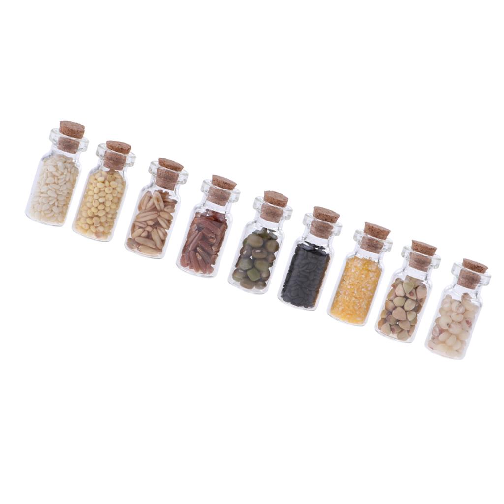 1/12 Dollhouse Miniature Kitchen Accessories Glass Jar with Dried Food Decor