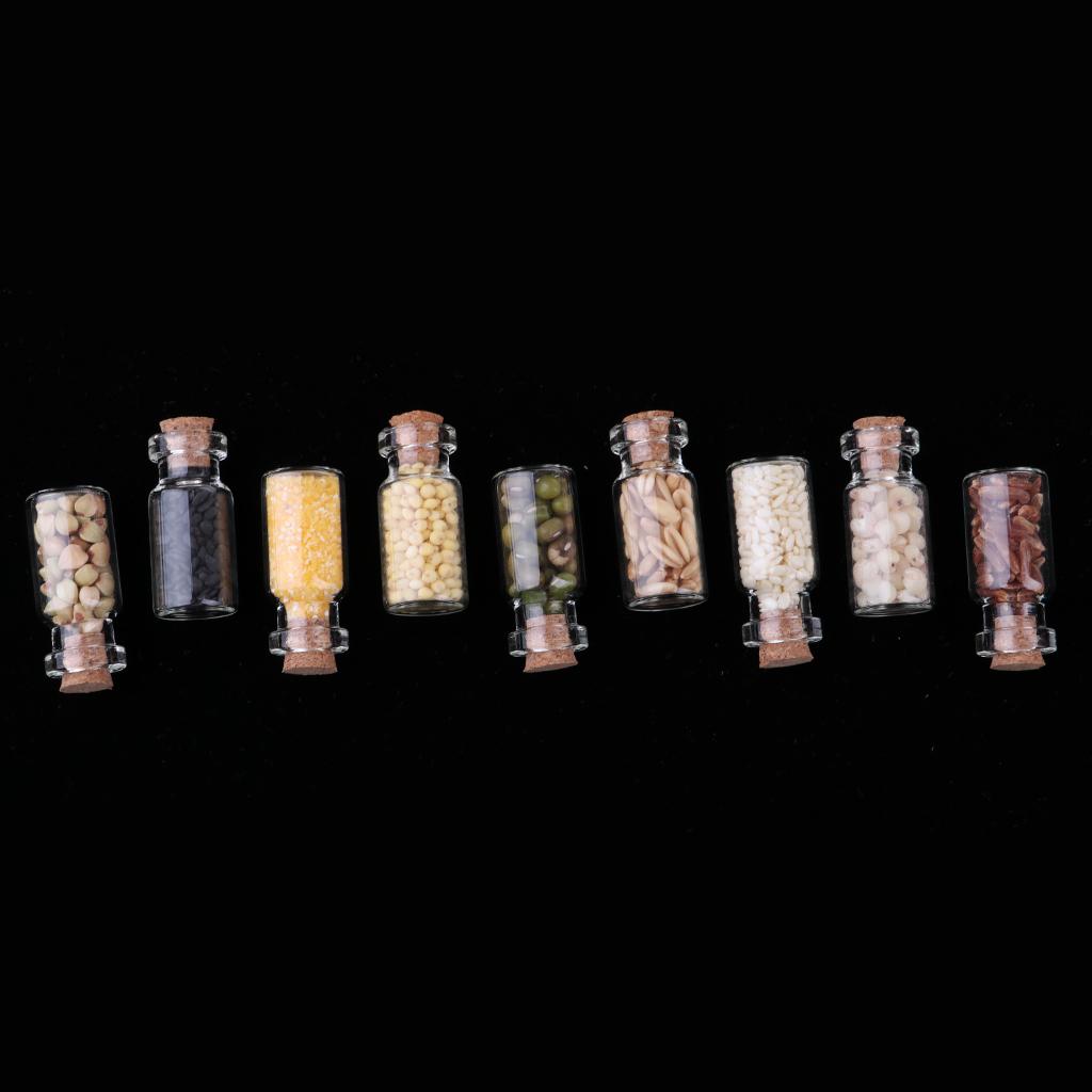 1/12 Dollhouse Miniature Kitchen Accessories Glass Jar with Dried Food Decor