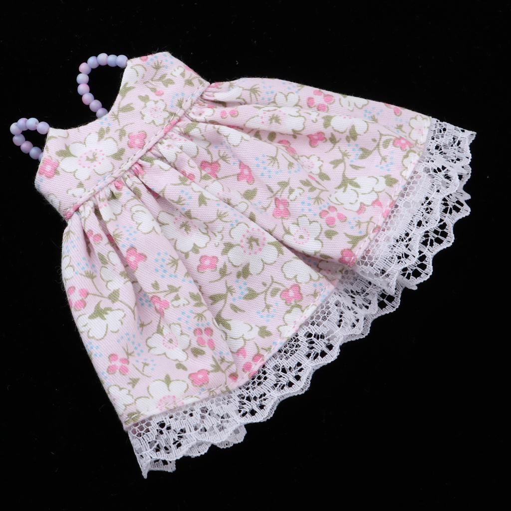 Fashion Doll Pettiskirt Pearl Shoulder Strap Dress for Blythe Doll Floral