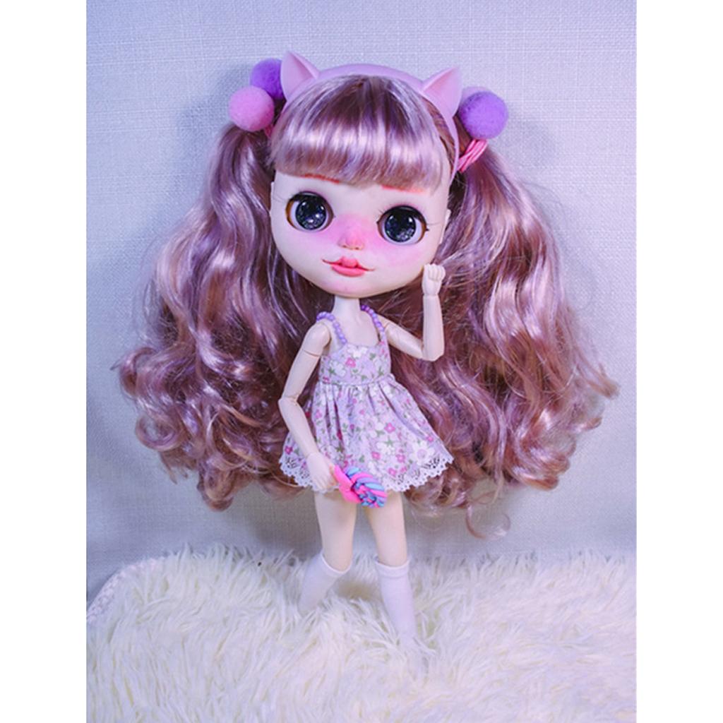 Fashion Doll Pettiskirt Pearl Shoulder Strap Dress for Blythe Doll Floral