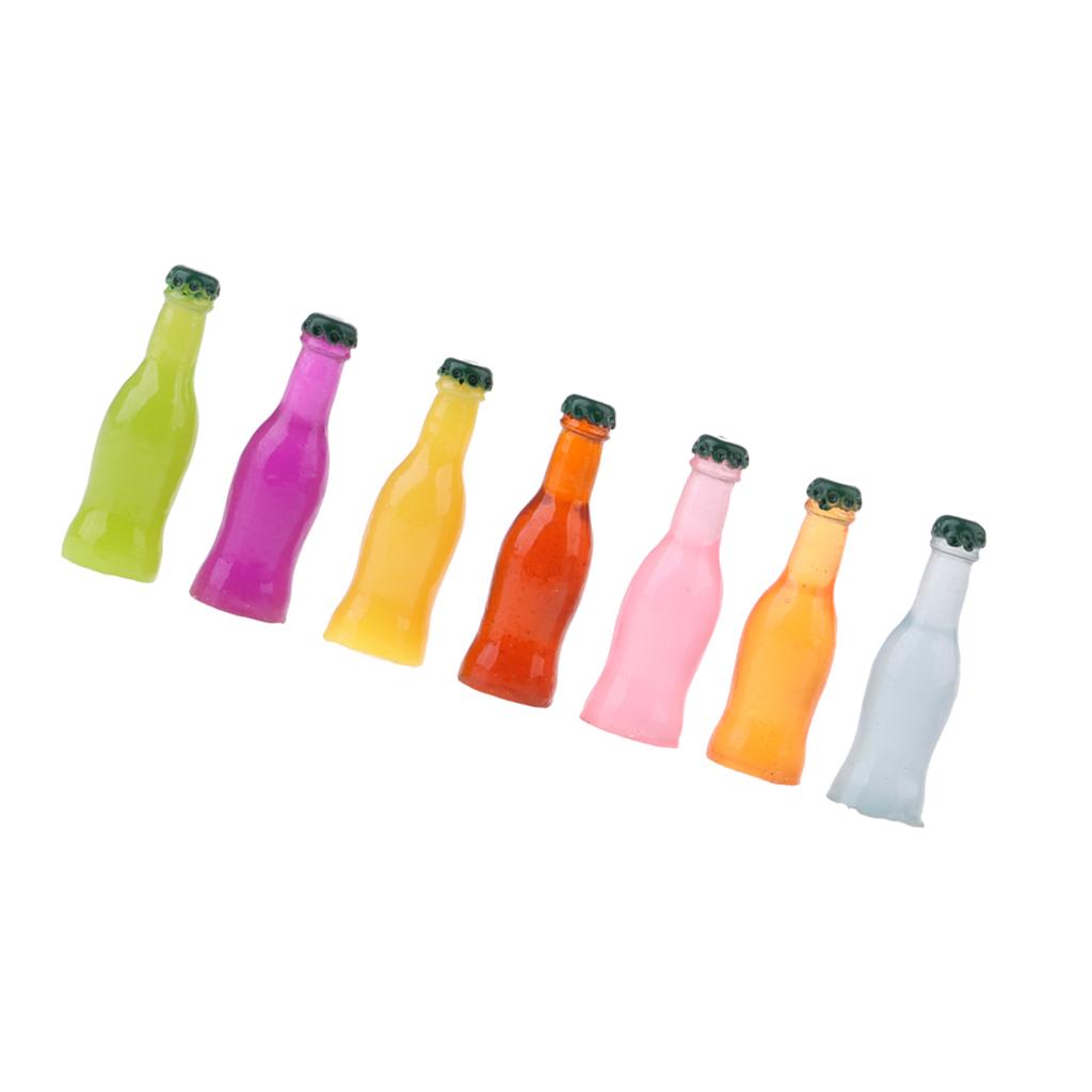 Set of 7 Pieces Miniature Cocktail Bottles Model Dollhouse Foods Accessories