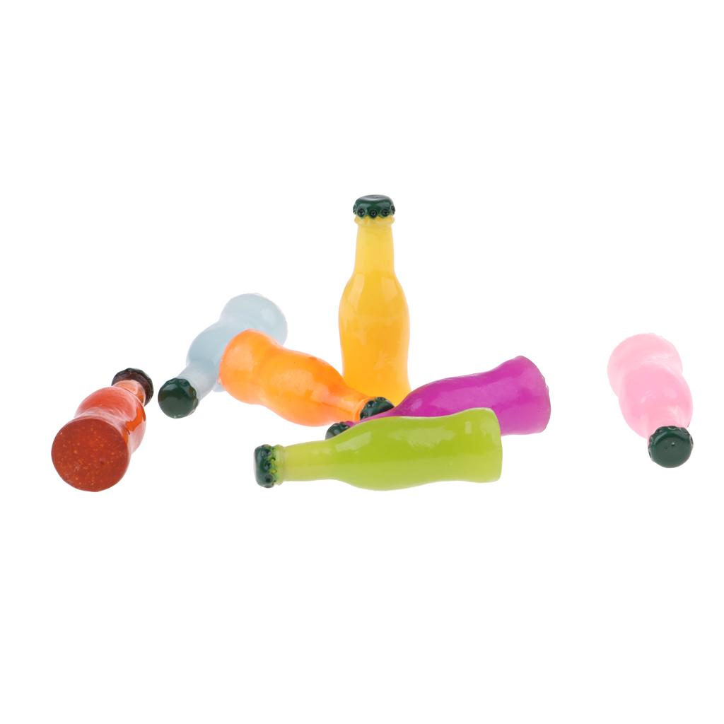 Set of 7 Pieces Miniature Cocktail Bottles Model Dollhouse Foods Accessories