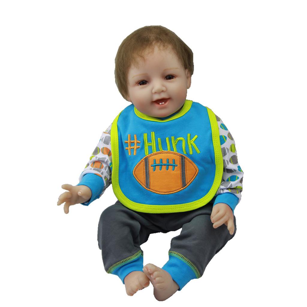 Rompers Pants Socks Bib Suit for 22''-23'' Reborn Baby Boy Doll Clothes