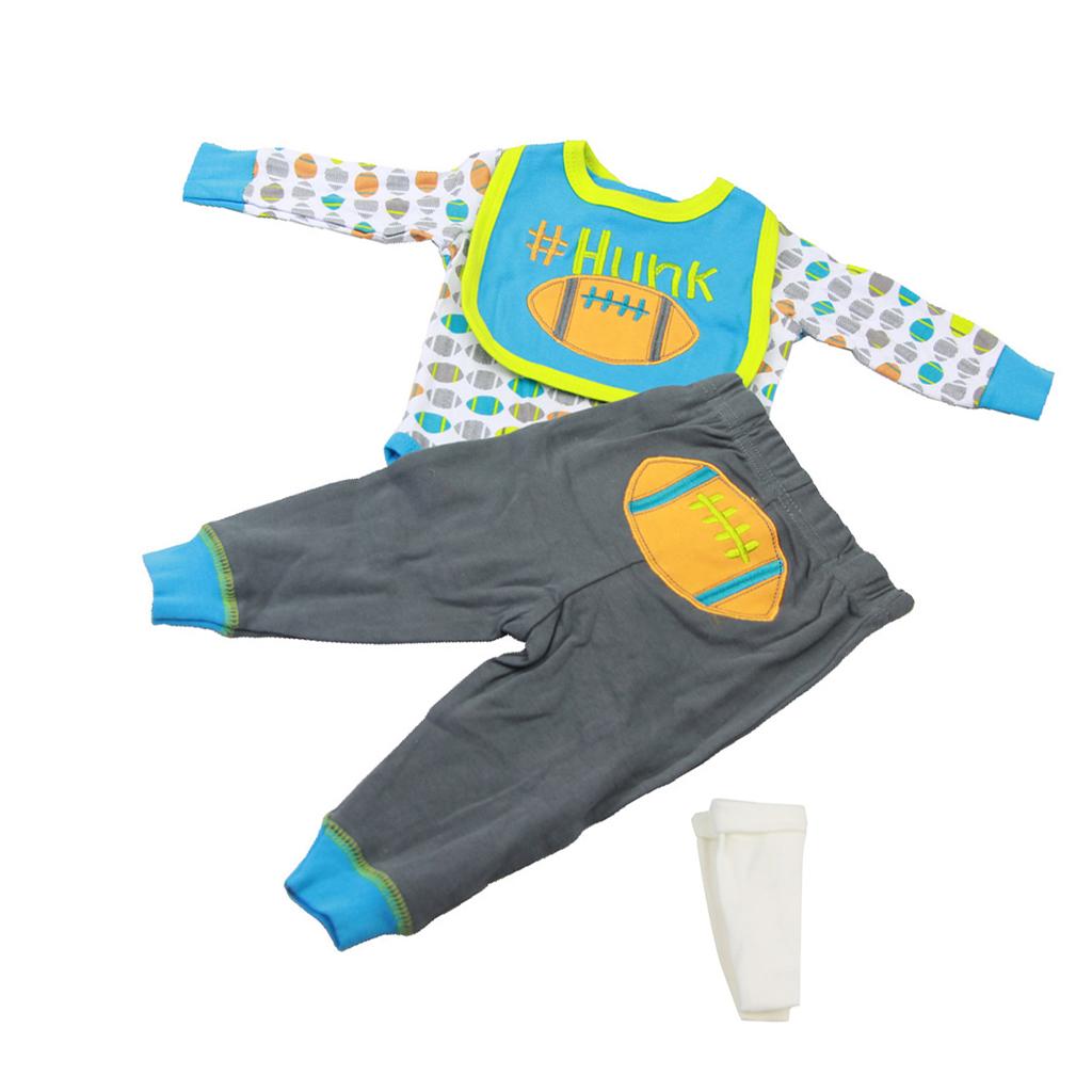 Rompers Pants Socks Bib Suit for 22''-23'' Reborn Baby Boy Doll Clothes