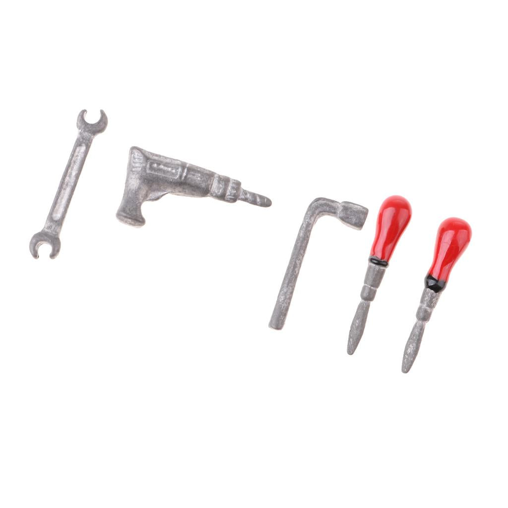 1:12 Miniature Metal Repairing Tools Kit Dollhouse Garage Accessories
