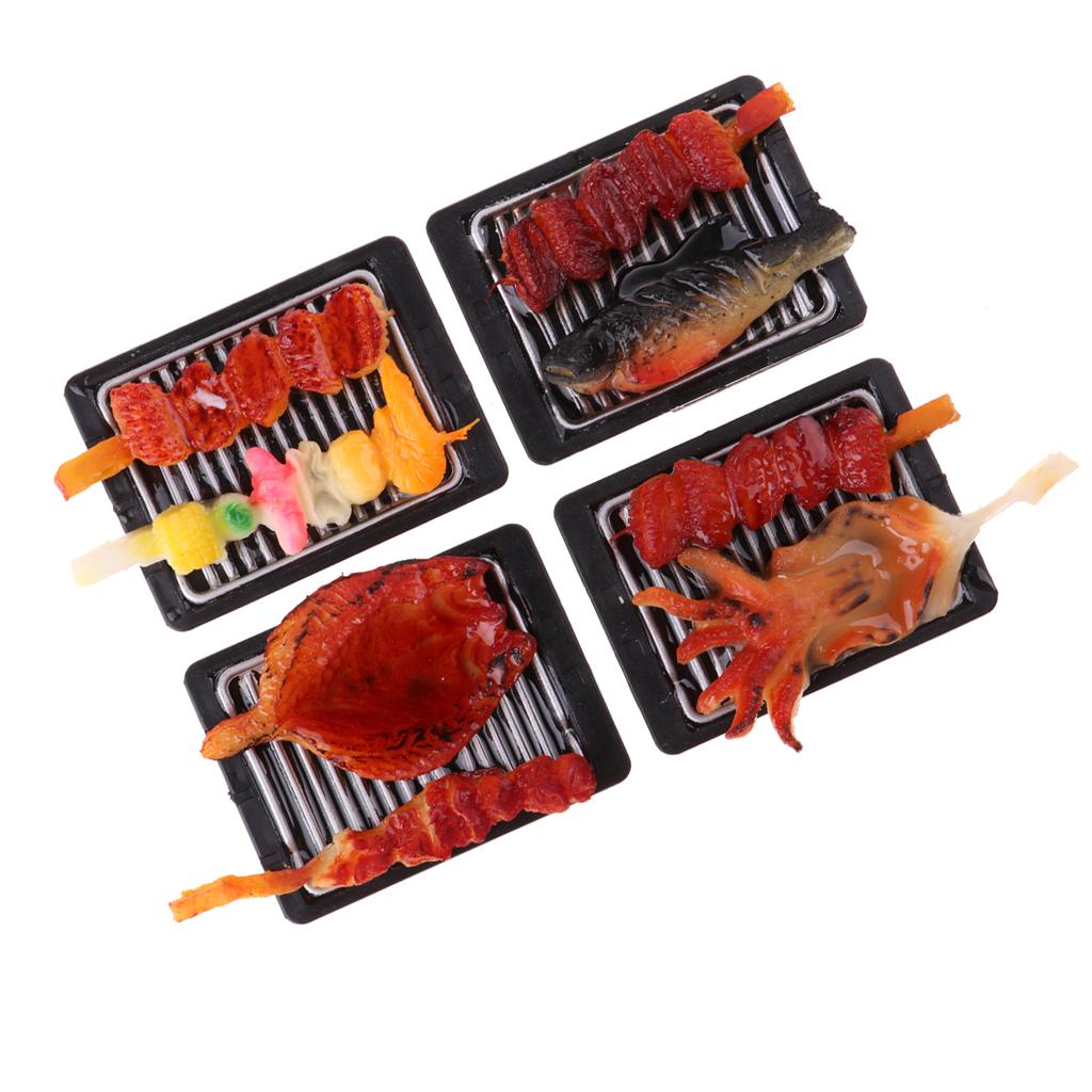 4pcs 1/6 Dollhouse Miniature Kitchen Food Barbecue BBQ - Iron Plate