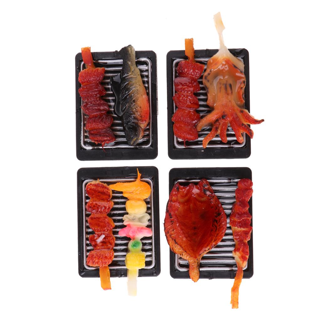 4pcs 1/6 Dollhouse Miniature Kitchen Food Barbecue BBQ - Iron Plate