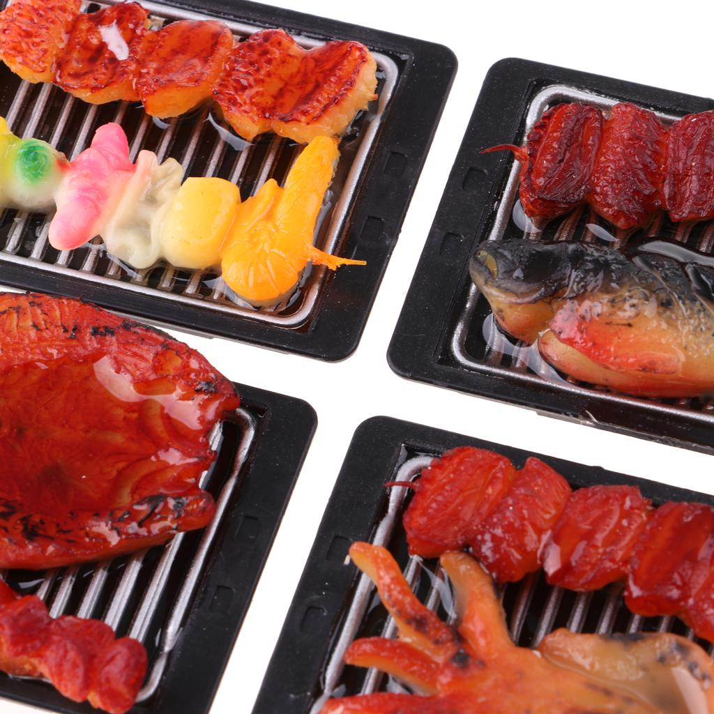 4pcs 1/6 Dollhouse Miniature Kitchen Food Barbecue BBQ - Iron Plate