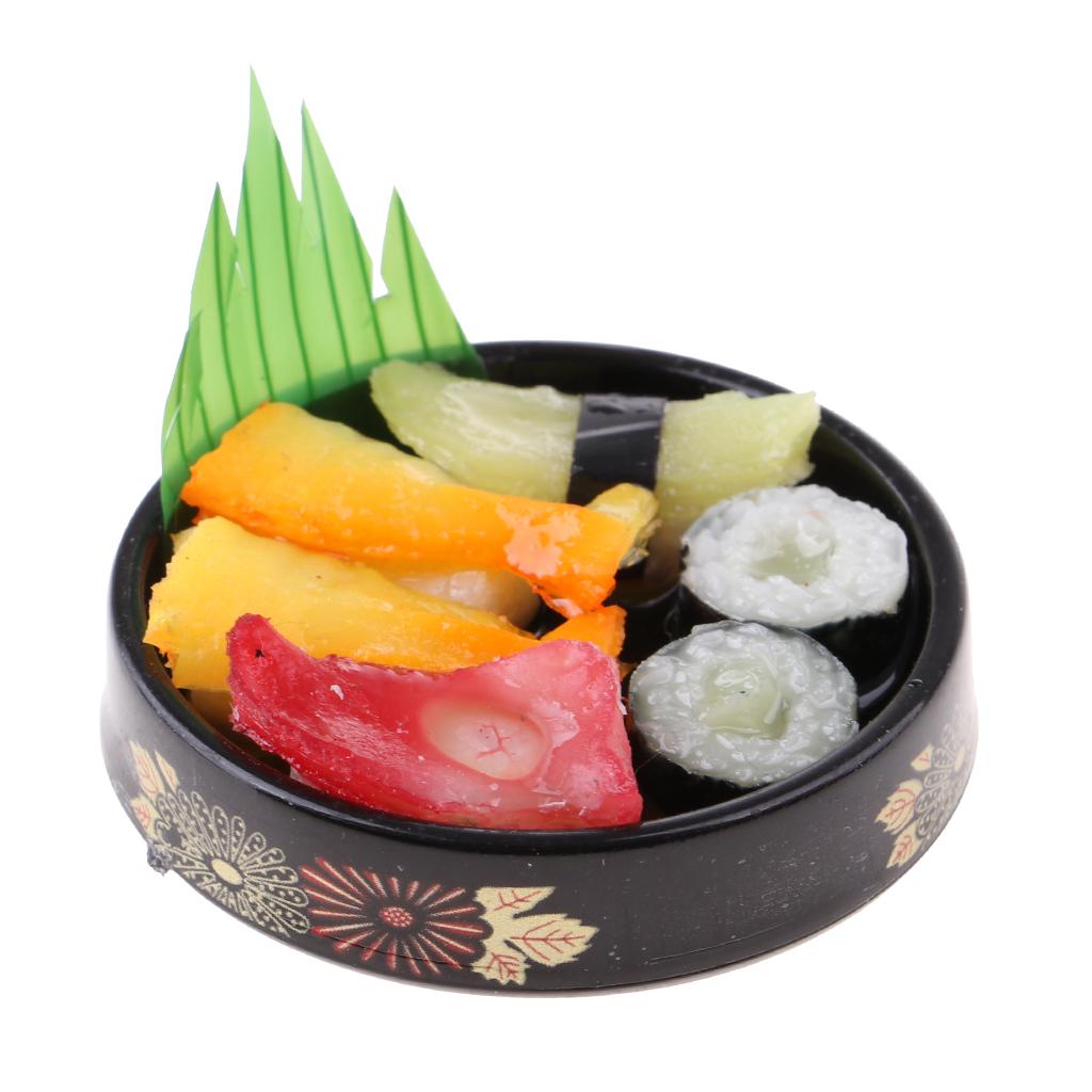 1/6 1/12 Dollhouse Miniatures Vivid Japanese Food Sushi - Round Plate A