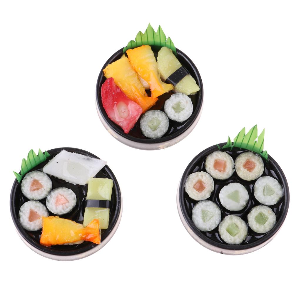 3pcs 1/6 Dollhouse Miniatures Vivid Japanese Food Sushi - Round Plate