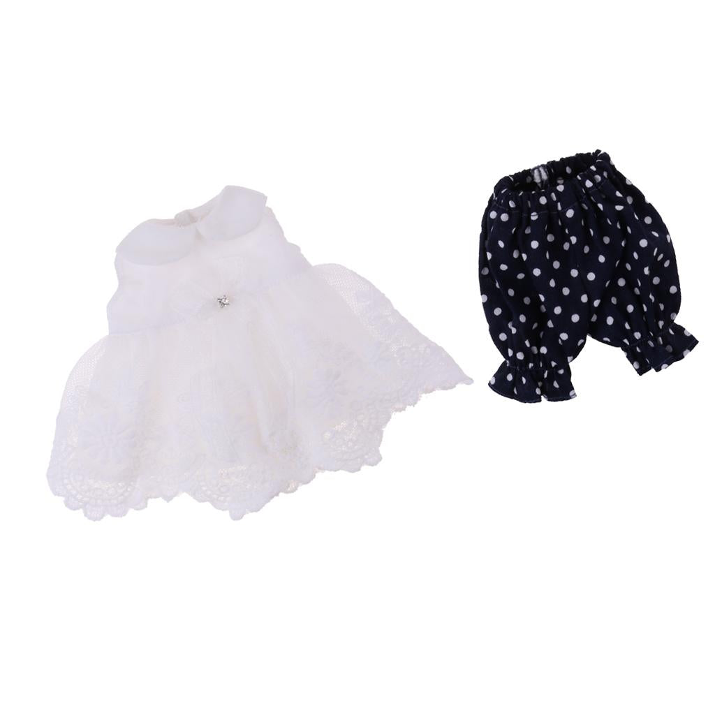 White Lace Tops Shorts Pants Clothes Suit for Fat Ferrite Blythe Doll Outfit