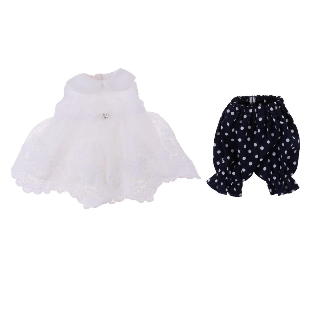 White Lace Tops Shorts Pants Clothes Suit for Fat Ferrite Blythe Doll Outfit