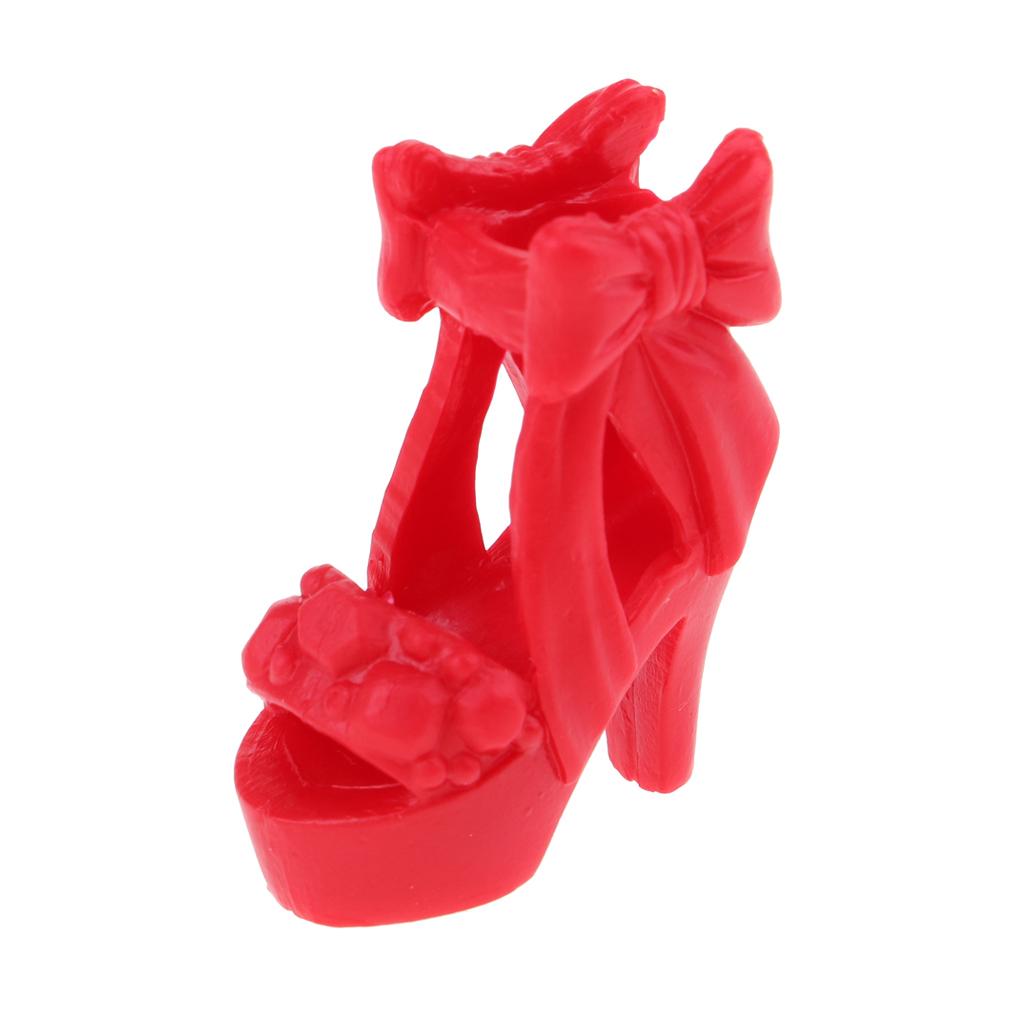 1/6 Fashion Bowknot High Heels Shoes for Blythe Dolls Clothes Accs Red