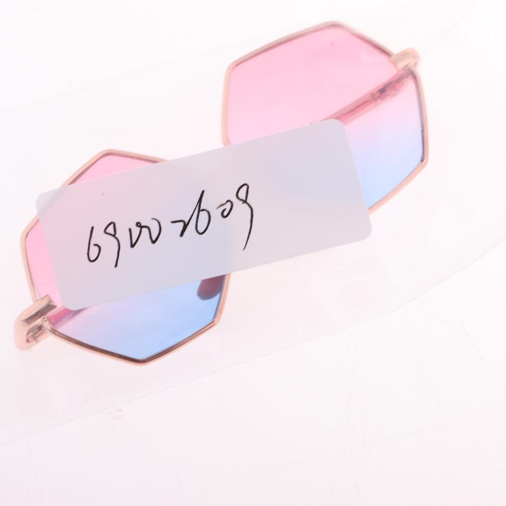 Golden Frame Hexagon Glasses Sunglasses for 1/6 Blythe Dolls Pink & Blue