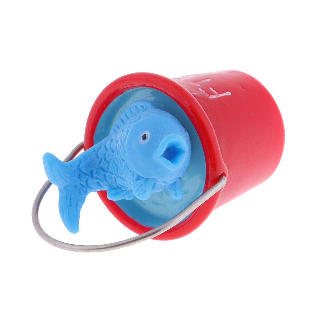 Lovely Mini Resin Beach Pail Fish And Sand Bucket For 1/12 Dollhouse Red