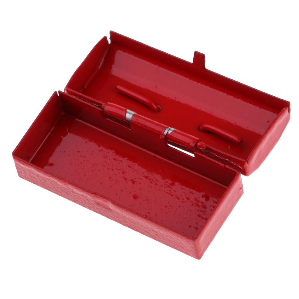 1/12 Scale Dollhouse Miniature Metal Tool Box Case Home Decor Red
