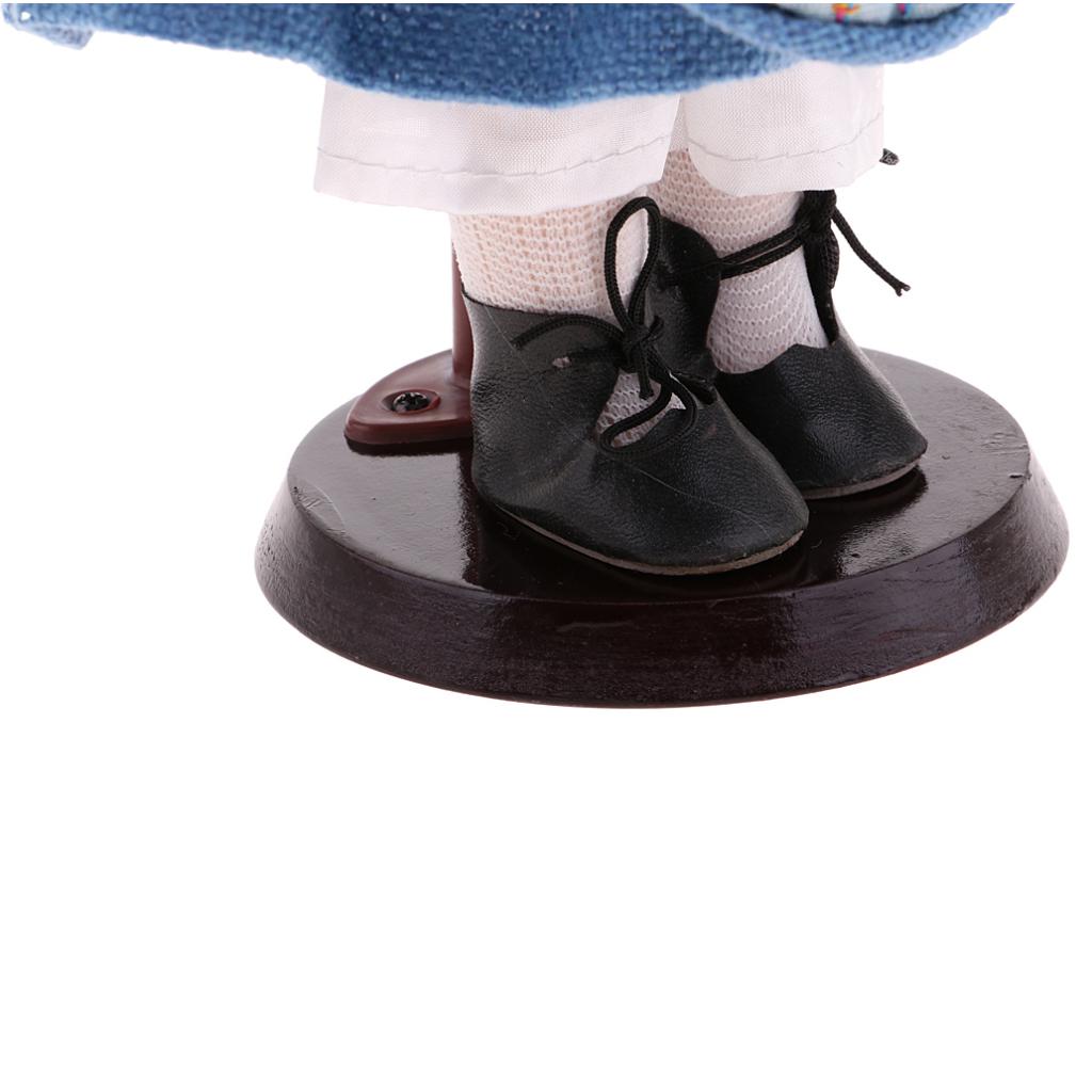 40cm Excellent Workmanship Vintage Porcelain Dolls With Display Stand Blue
