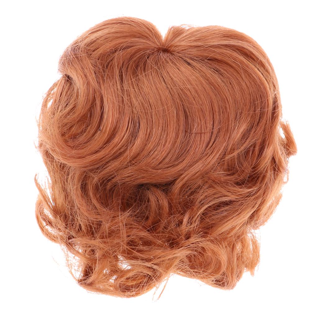 Fashion Doll Wig Short Curly Hair DIY Making for Uncle Doll Accs Radish Red