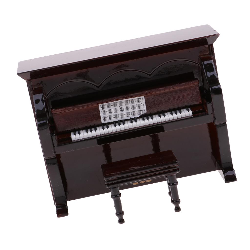 1/12 Wooden Upright Piano Kit Dollhouse Miniature Artist Offerings Coffee