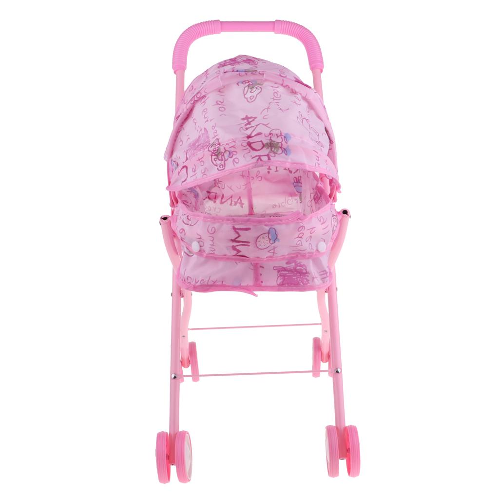 Mini Plastic Baby Push Cart Pushchair Dolls Accs Kids Pretend Play Toy