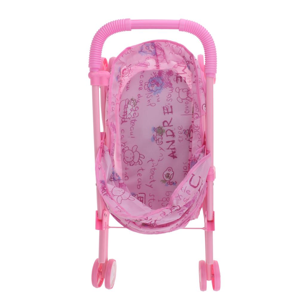 Mini Plastic Baby Push Cart Pushchair Dolls Accs Kids Pretend Play Toy