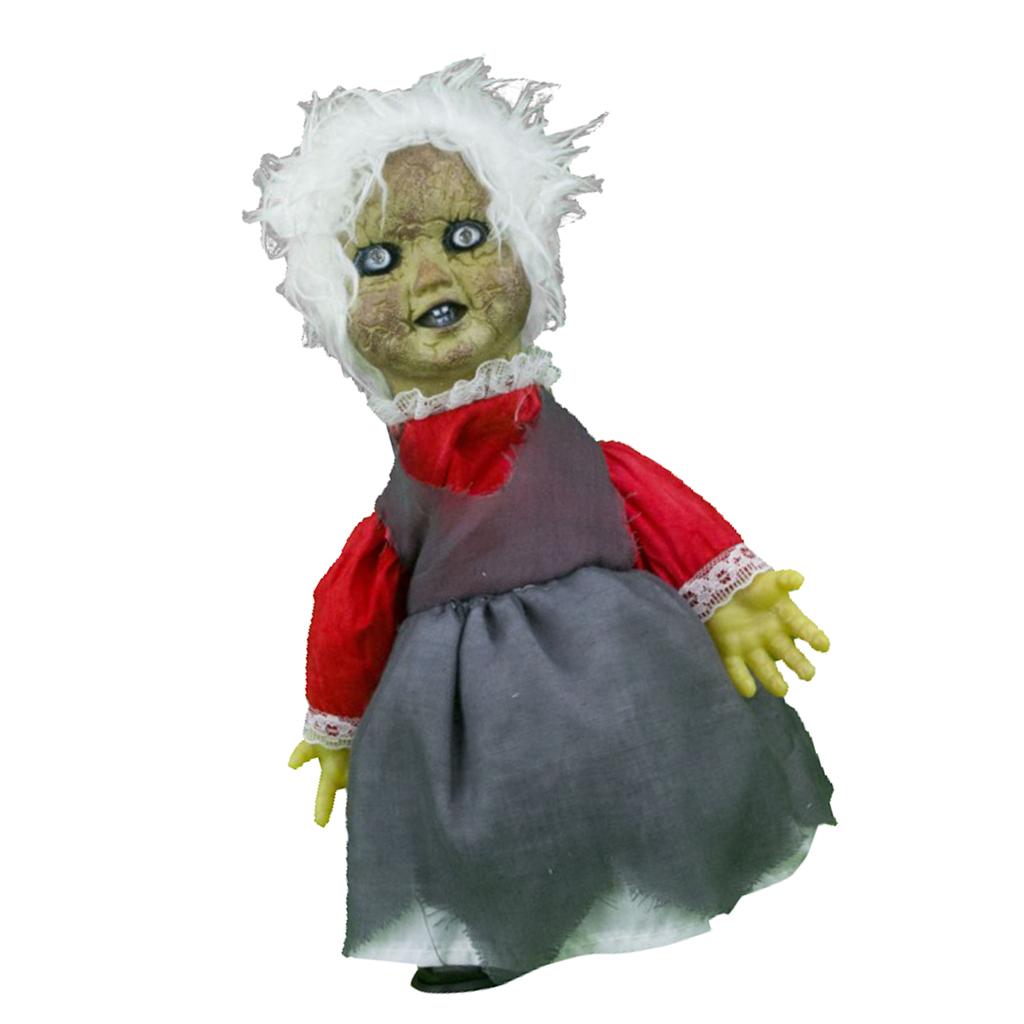 30cm Electric Scary Old Woman Doll Halloween Decor Ornaments