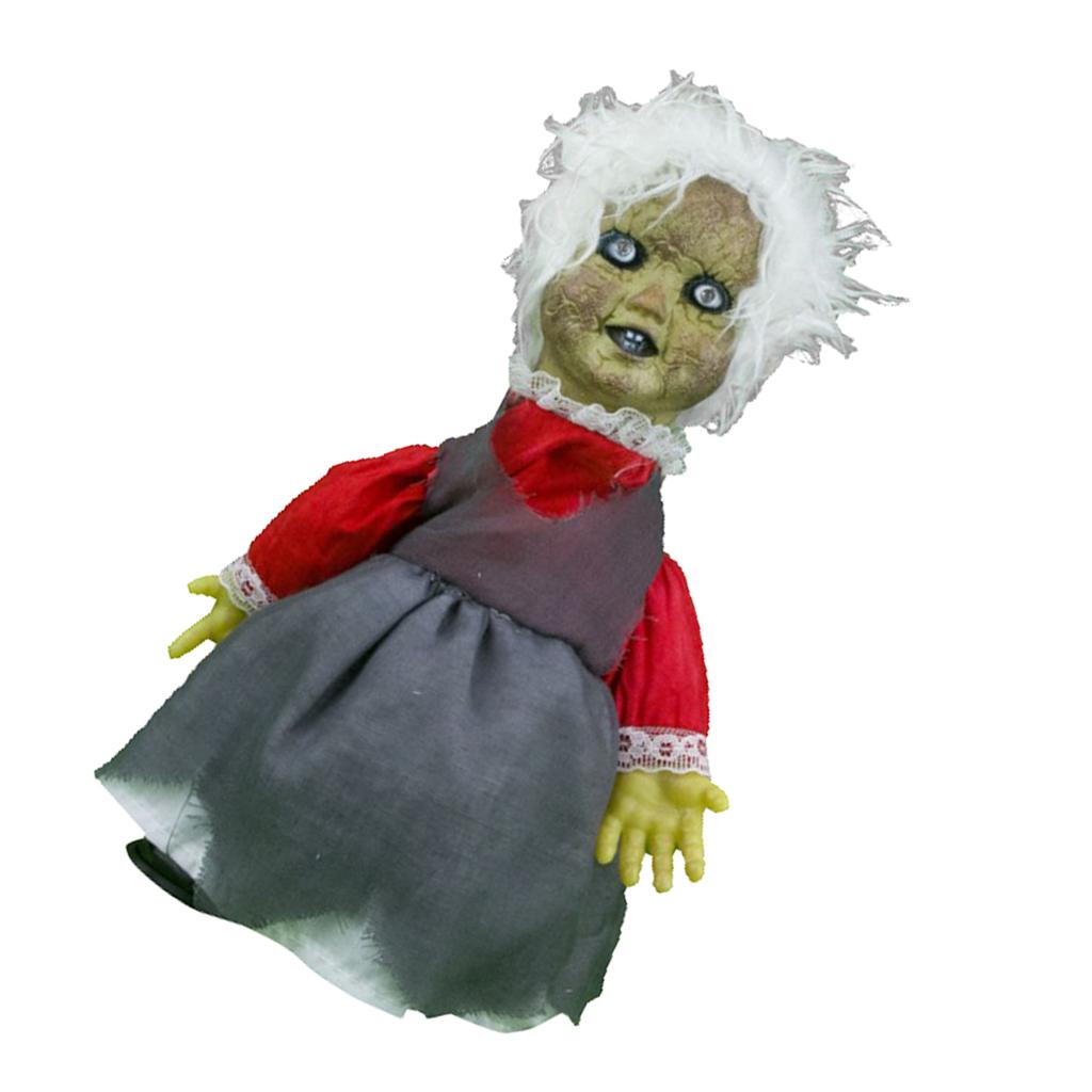 30cm Electric Scary Old Woman Doll Halloween Decor Ornaments