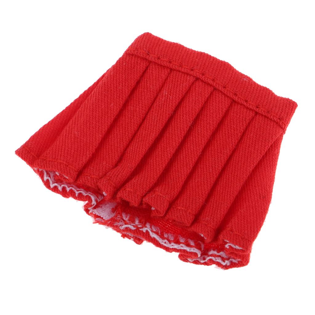 Handmade Pleated Skirt for OB11 Mini Blythe Doll Dress Up Accessory Red