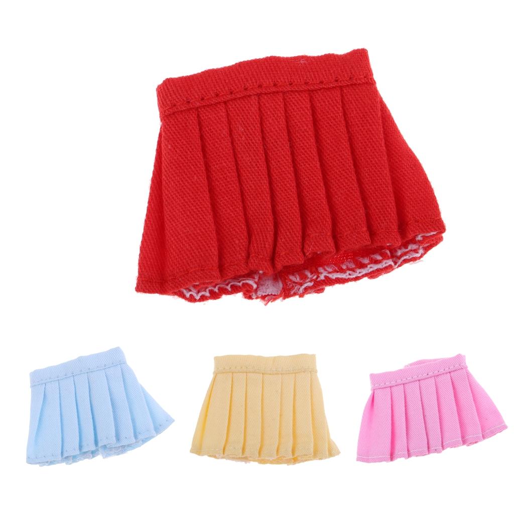 Handmade Pleated Skirt for OB11 Mini Blythe Doll Dress Up Accessory Red