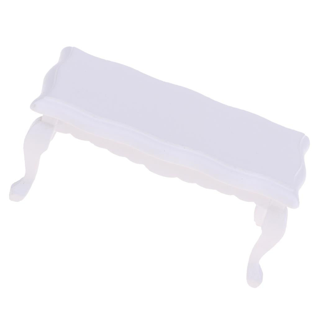 Mini Wooden Wavy Shape End Table Tea Coffee Table For 1/12 Dollhouse White