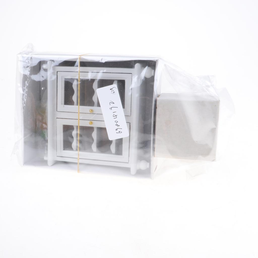 1/12 Dollhouse Miniature Furniture Wine Cabinet Wine Rack Glass Set Model