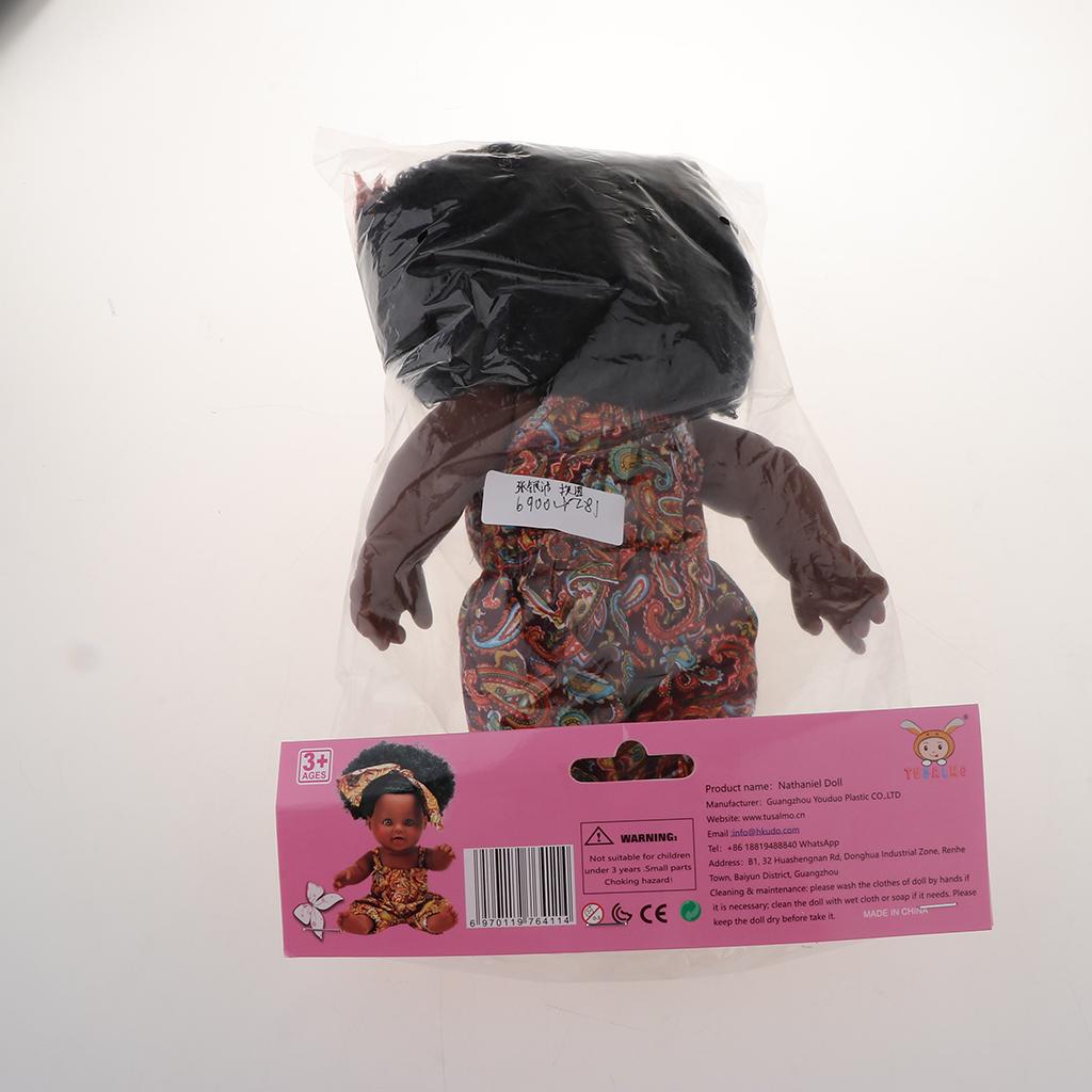 30cm Real Life Baby Girl Doll Vinyl African Newborn Infant in Clothes D