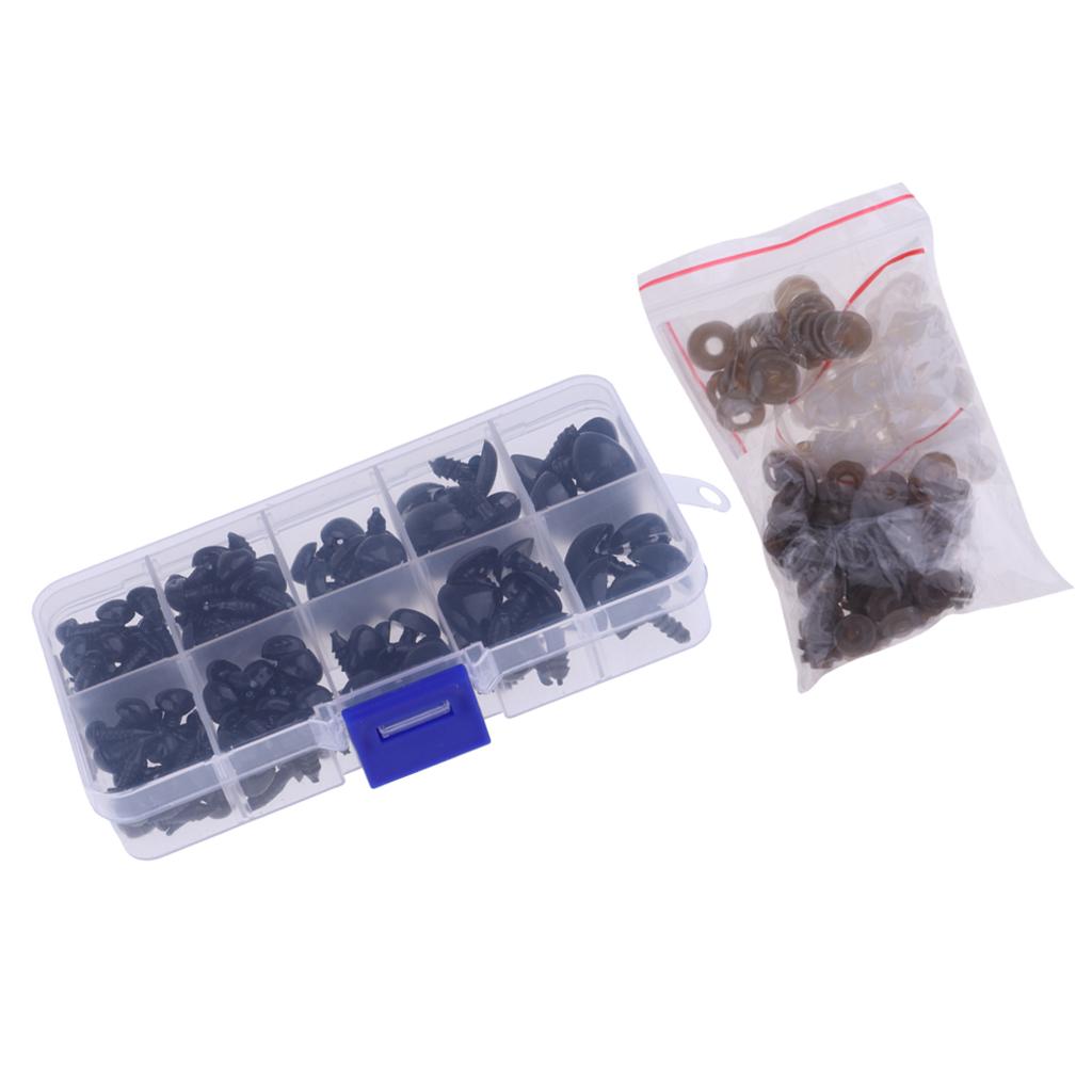 130 Pieces Black Plastic Safety Noses for Teddy Bear Animals Doll Making DIY