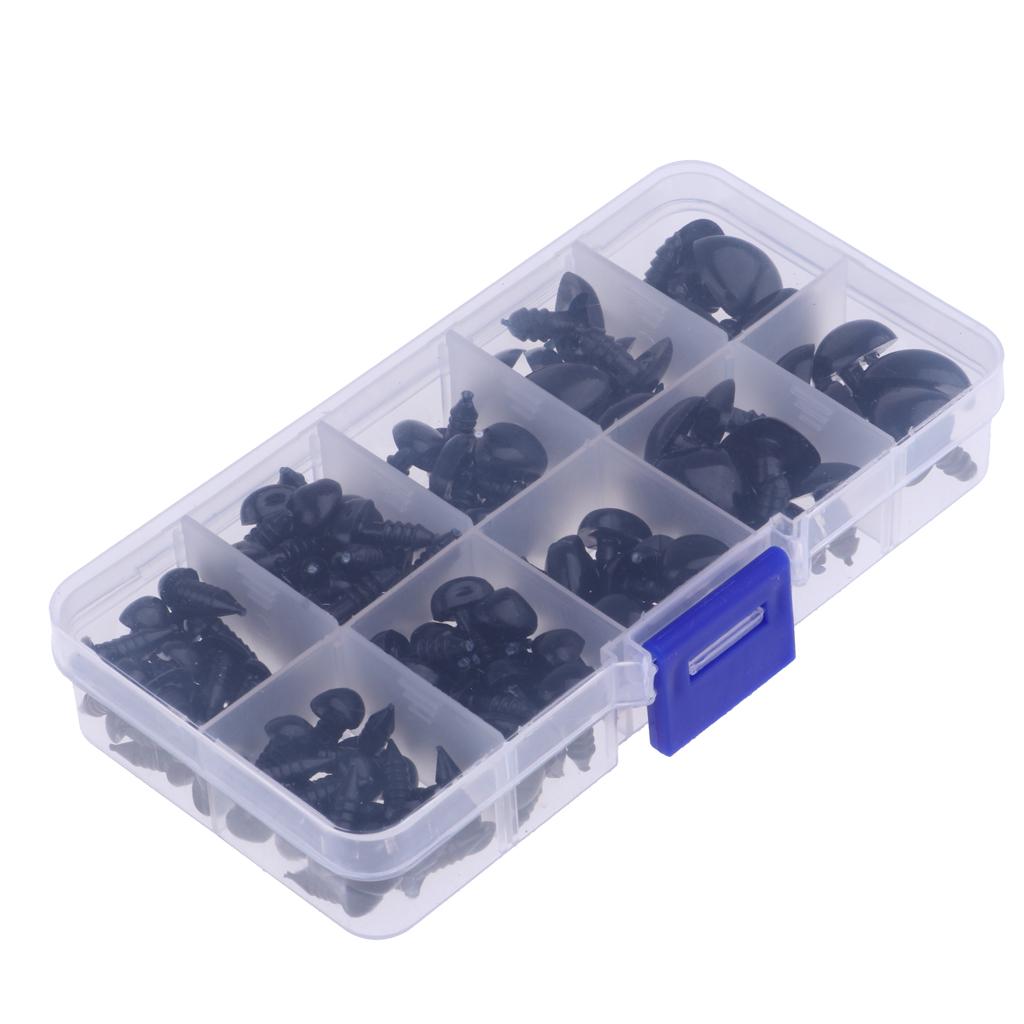 130 Pieces Black Plastic Safety Noses for Teddy Bear Animals Doll Making DIY