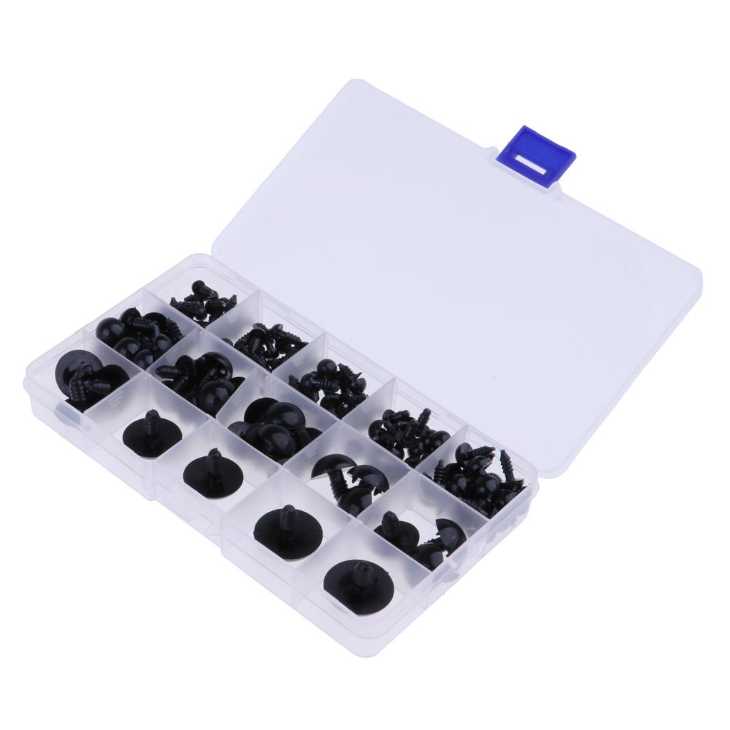 154 Pieces Black Plastic Safety Eyes for Teddy Bear Animals Doll Making DIY