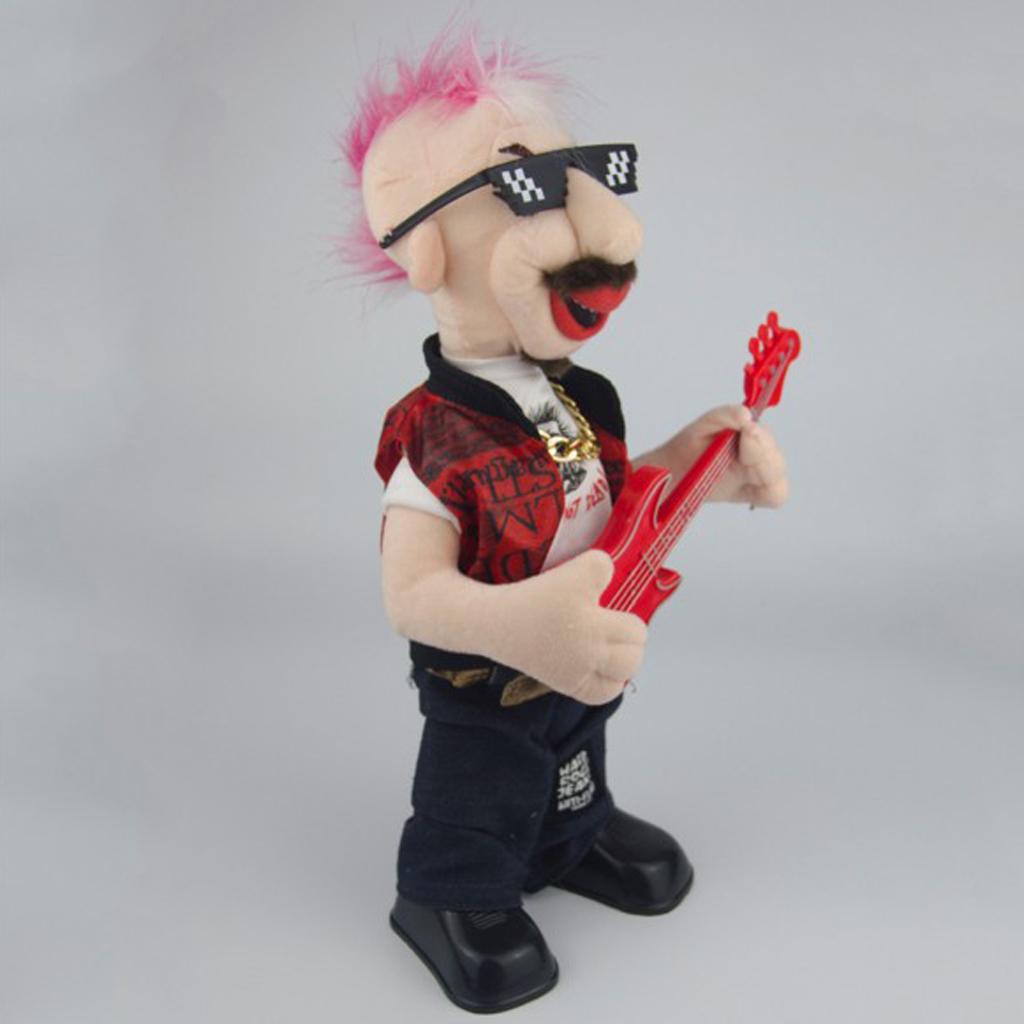 38cm Electric Plush Punk Bass Man Doll Kids Birthday Creative Toys Gifts