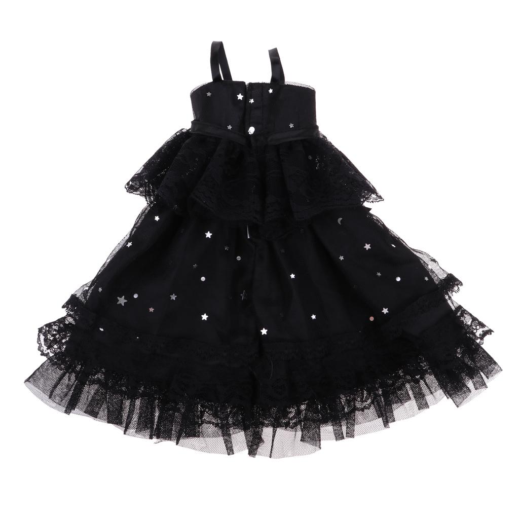 Lovely Black Doll Dress Skirt for 60cm Night Lolita Doll Clothes Accessories
