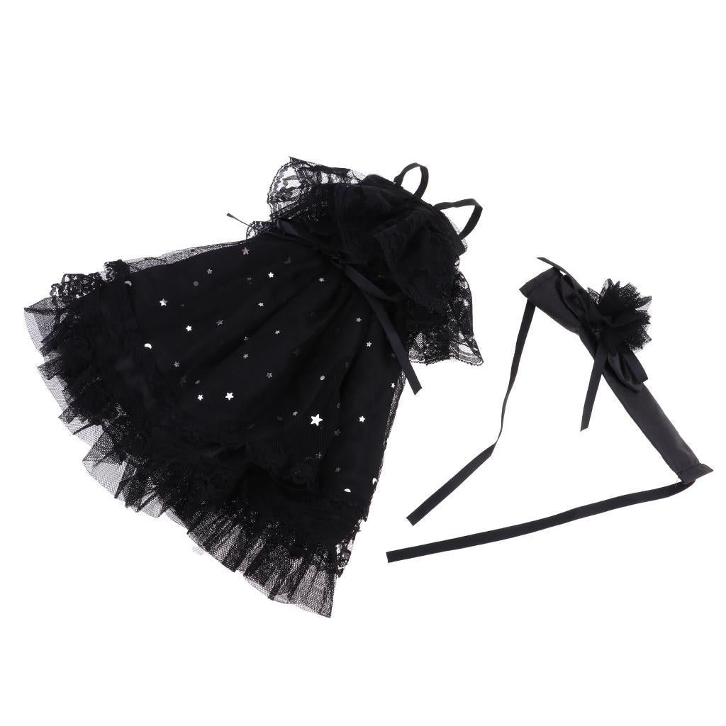 Lovely Black Doll Dress Skirt for 60cm Night Lolita Doll Clothes Accessories