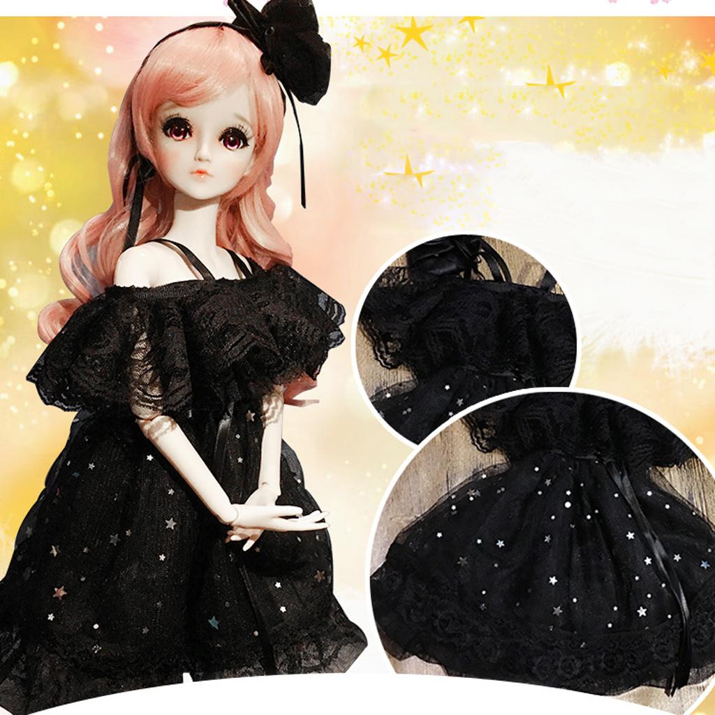 Lovely Black Doll Dress Skirt for 60cm Night Lolita Doll Clothes Accessories