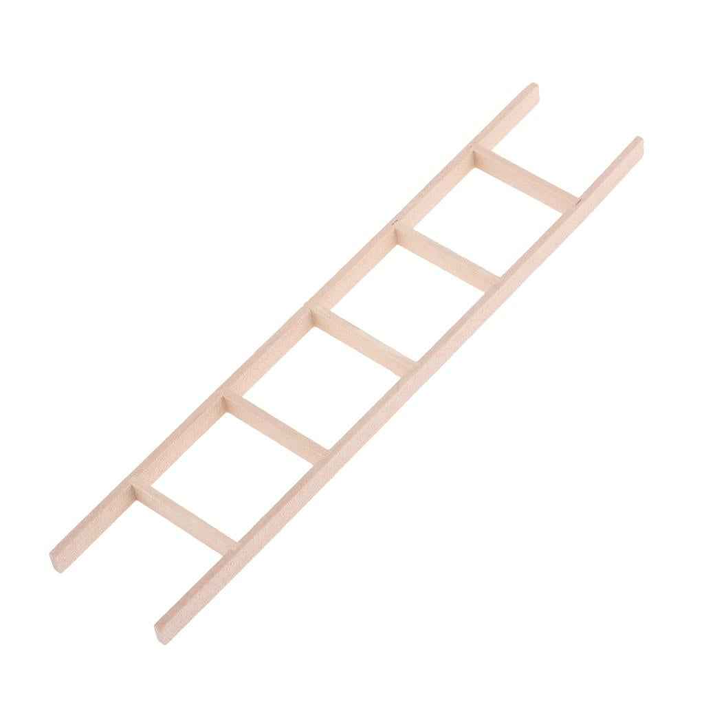Miniature Straight Wooden Ladder For Dollhouse Outdoor Accessories 2 Piece